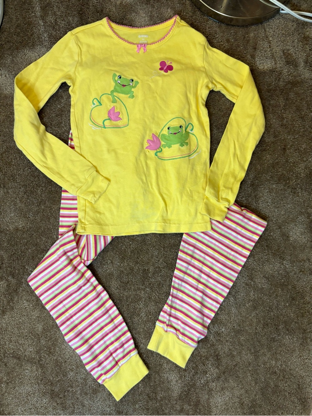Gymboree Yellow Top with Pink & Striped Pajama Set